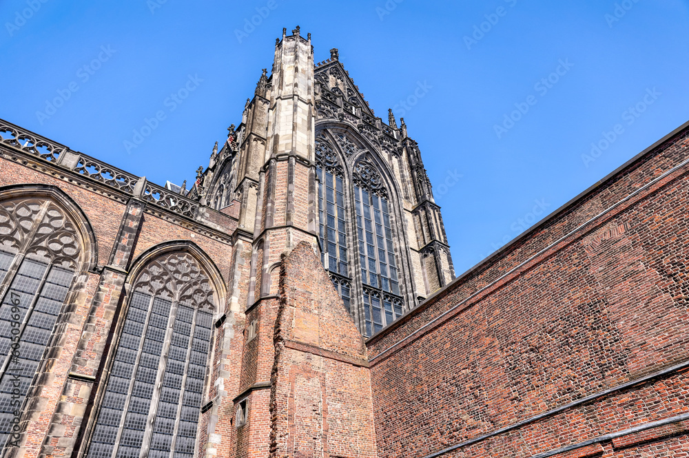 Utrecht, Netherlands - April 2, 2023: St. Martin’s cathedral or Dom Church in old town Utrecht
