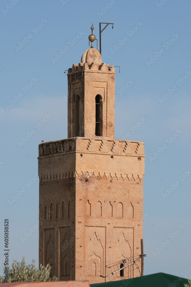 Fototapeta premium Close up of a mosque top in the city of Marrakech in Morocco