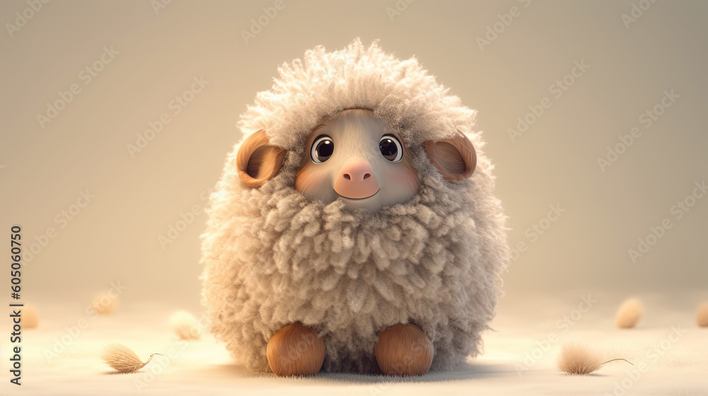 Fototapeta premium Cute furry sheep