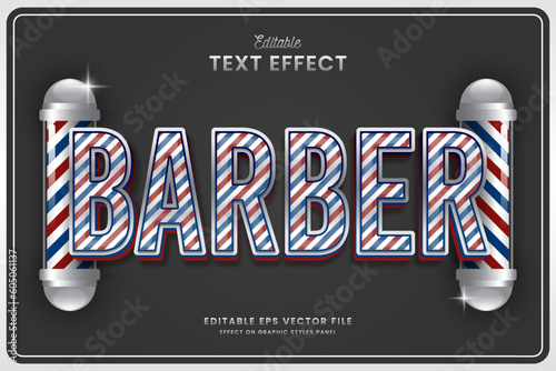 decorative barber editable text effect vector design