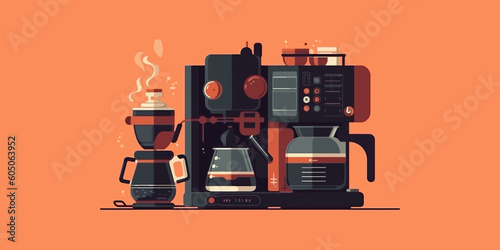 Coffee machine flat illustration. Vector isolated