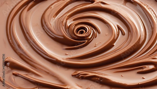 Chocolate swirl background, Chocolate background, Melted chocolate surface, Chocolate surface. Generative AI