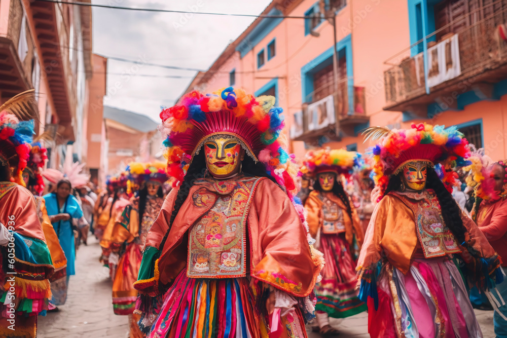 Fototapeta premium Fiesta de la Virgen de la Candelaria in Bolivia by Generative AI