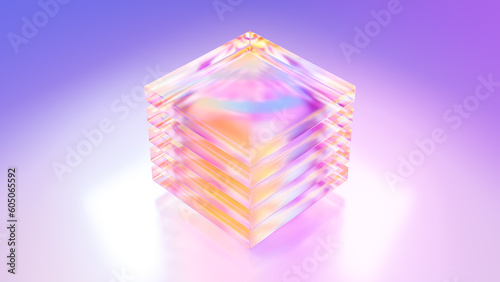 Принти на полотні Abstract colorful gradient glass square geometry design, minimal geometric gloss