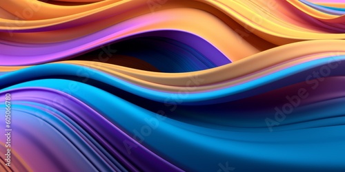 Whispers of Chromatic Waves: A Kaleidoscope of Golden, Purple, Orange, and Blue Stripes, Generative AI
