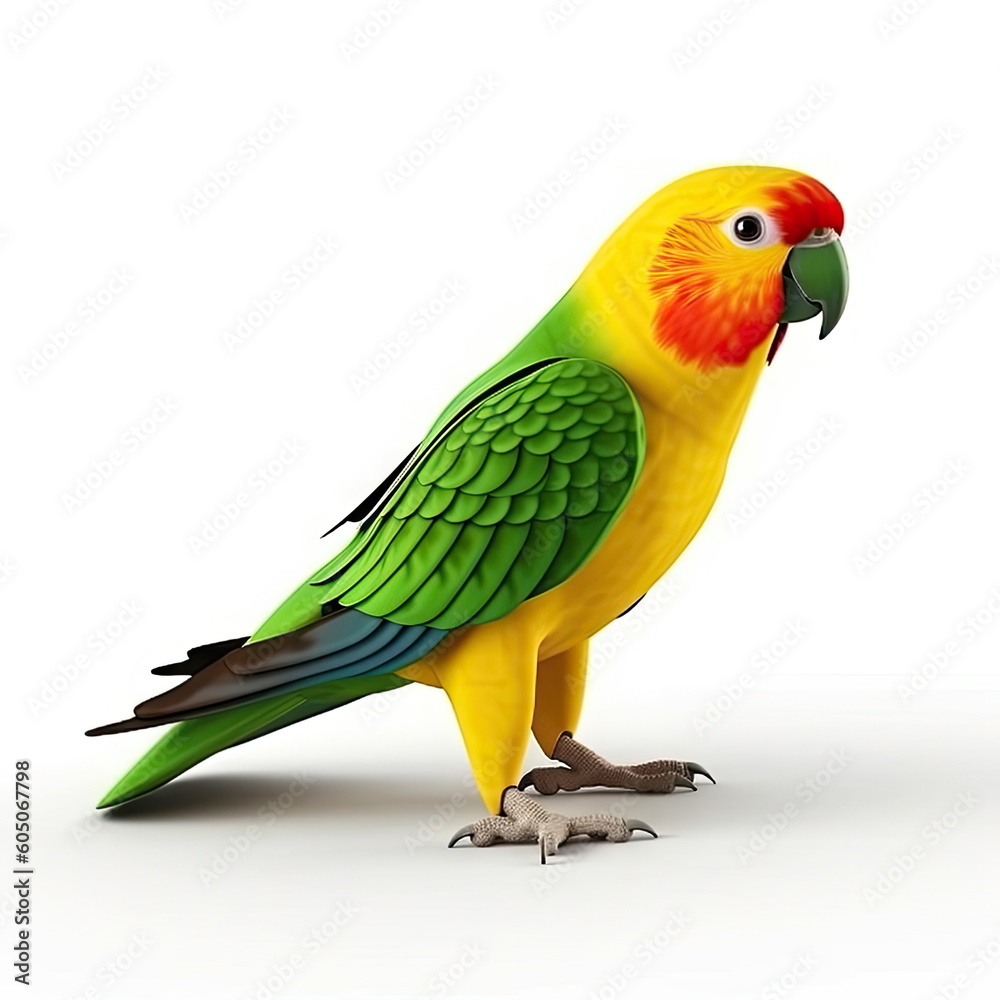 Cartoon character of parrot bird, white background