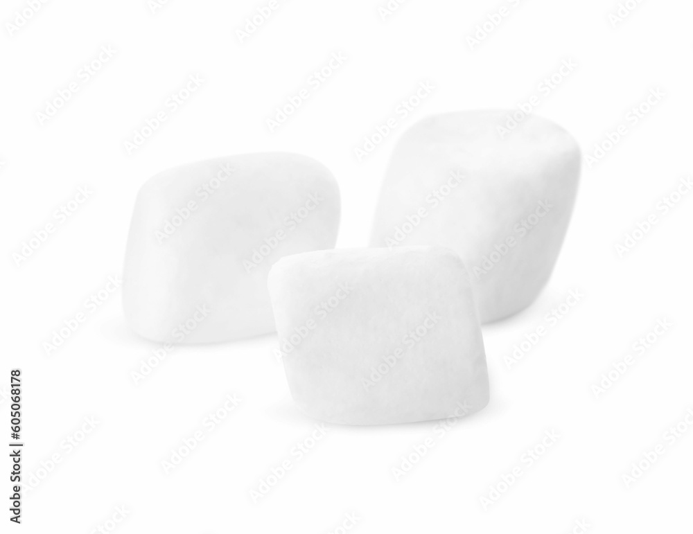 Delicious sweet puffy marshmallows isolated on white Delicious sweet puffy marshmallows isolated on white