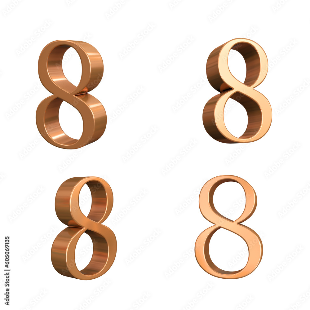 3d font number 8 in gold color 3d font number 8 in gold color