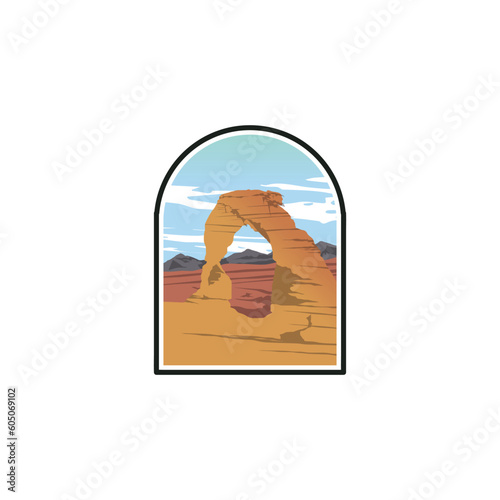 Arches national park emblem patch logo vector design illustration