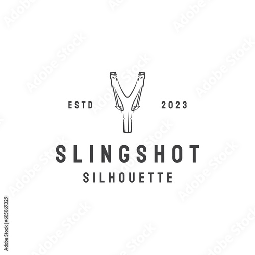 line art slingshot monoline logo vector catapult illustration design photo