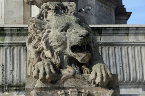 Lion sculpture in Fountain Saint-Sulpice, Paris, France photo