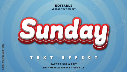 sunday editable text effect with modern and simple style, usable for logo or campaign title