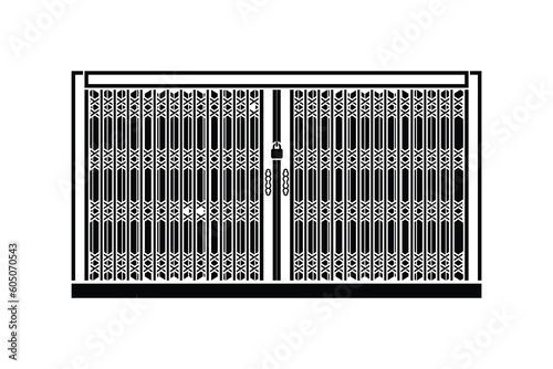 Steel folding sliding door icon isolated on background vector illustration.