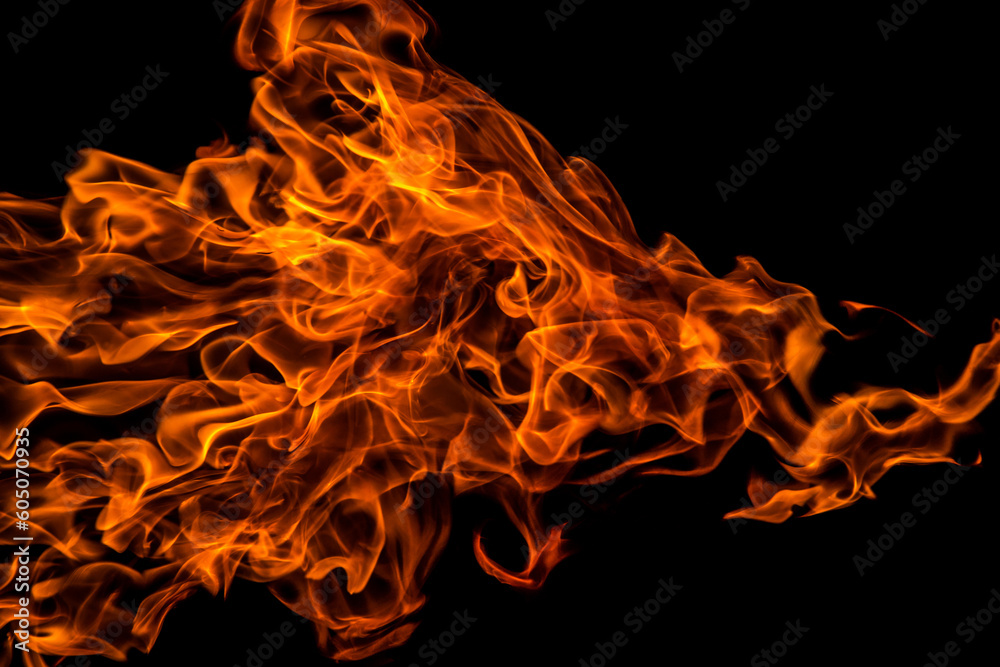 Fire flame on black background, abstract texture
Fire flame on black background, abstract texture