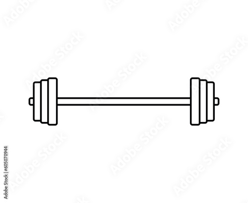 Vector flat outline barbell isolated on white background