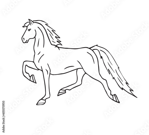 Vector hand drawn doodle sketch American Saddlebred horse isolated on white background