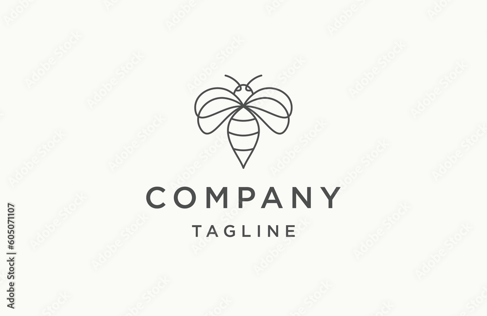 Bee line logo icon design template flat vector