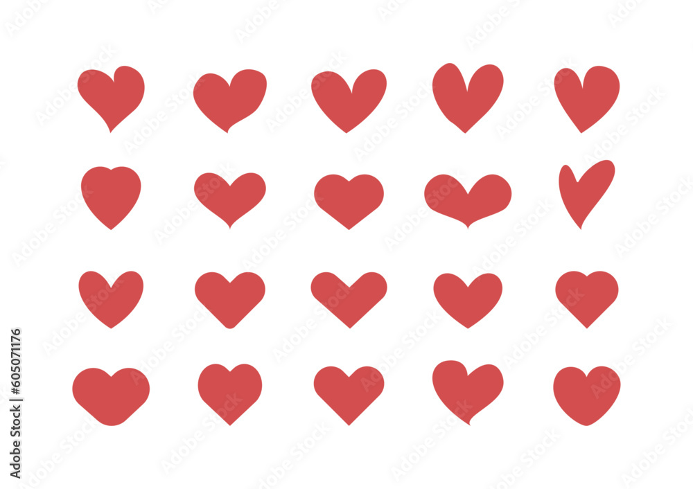 Set vector collection of illustrated heart icons, Minimalist Valentine's day elements