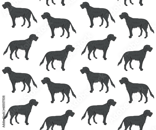 Fototapeta Naklejka Na Ścianę i Meble -  Vector seamless pattern of hand drawn doodle sketch colored wolfhound dog isolated on white background
