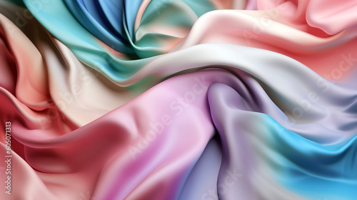 Abstract background of colorful silk or satin fabric texture. Generative ai illustration