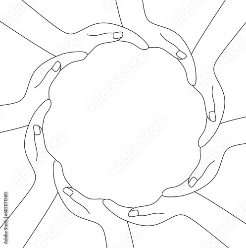 outline Hands Making A Circle with copy space for your text or design