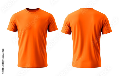 plain orange  mockup template, with views, front and back, isolated on transparent background, generative