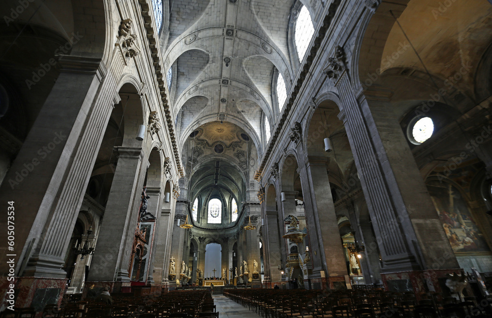 The main nave - Saint-Sulpice, Paris, France