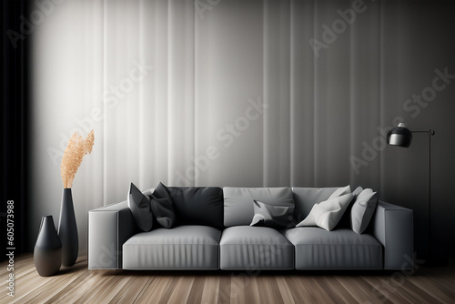 Sillón, cuadros decorativos y Elegantes Detalles, sala de estar. Generada con IA