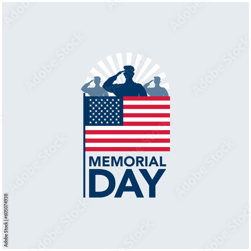 Vector illustration with soldiers honoring the memorial day