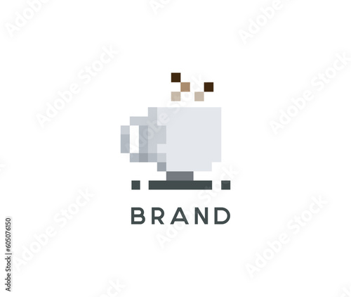 Cafe Coffee Pixel logo design 