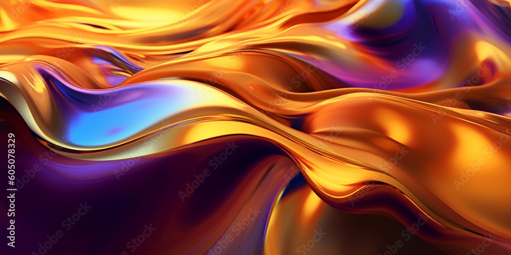 Naklejka premium abstract colorful waves of multicolored liquid, in dark gold and light bronze style