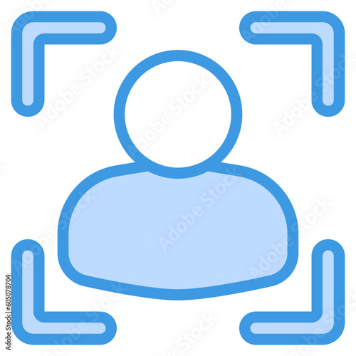 Face recognition icon in blue style, use for website mobile app presentation © Anconerdesign