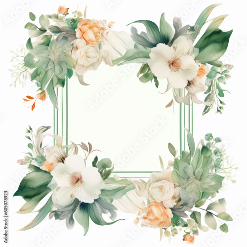  Frame for wedding invitations Trend colour of 2024, Immediately download,watercolor floral. wedding or invitation, generative AI