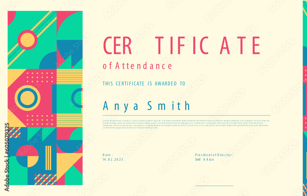 certificate template banner with polygonal geometric shape for print template with orange dark blue and white clean modern - vector