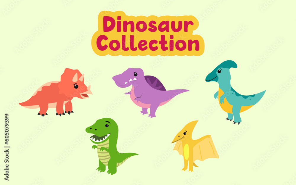 Fototapeta premium collection of cute cartoon dinosaurs