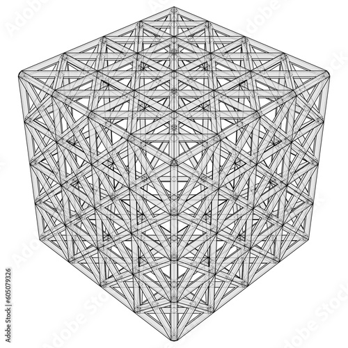Cube Cage Shape Vector. Illustration Isolated On White Background. A Vector Illustration Of Geometric Shape. Platonic Solid. Geometric Figure.