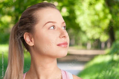 Calm  fitness person on beautiful nature background