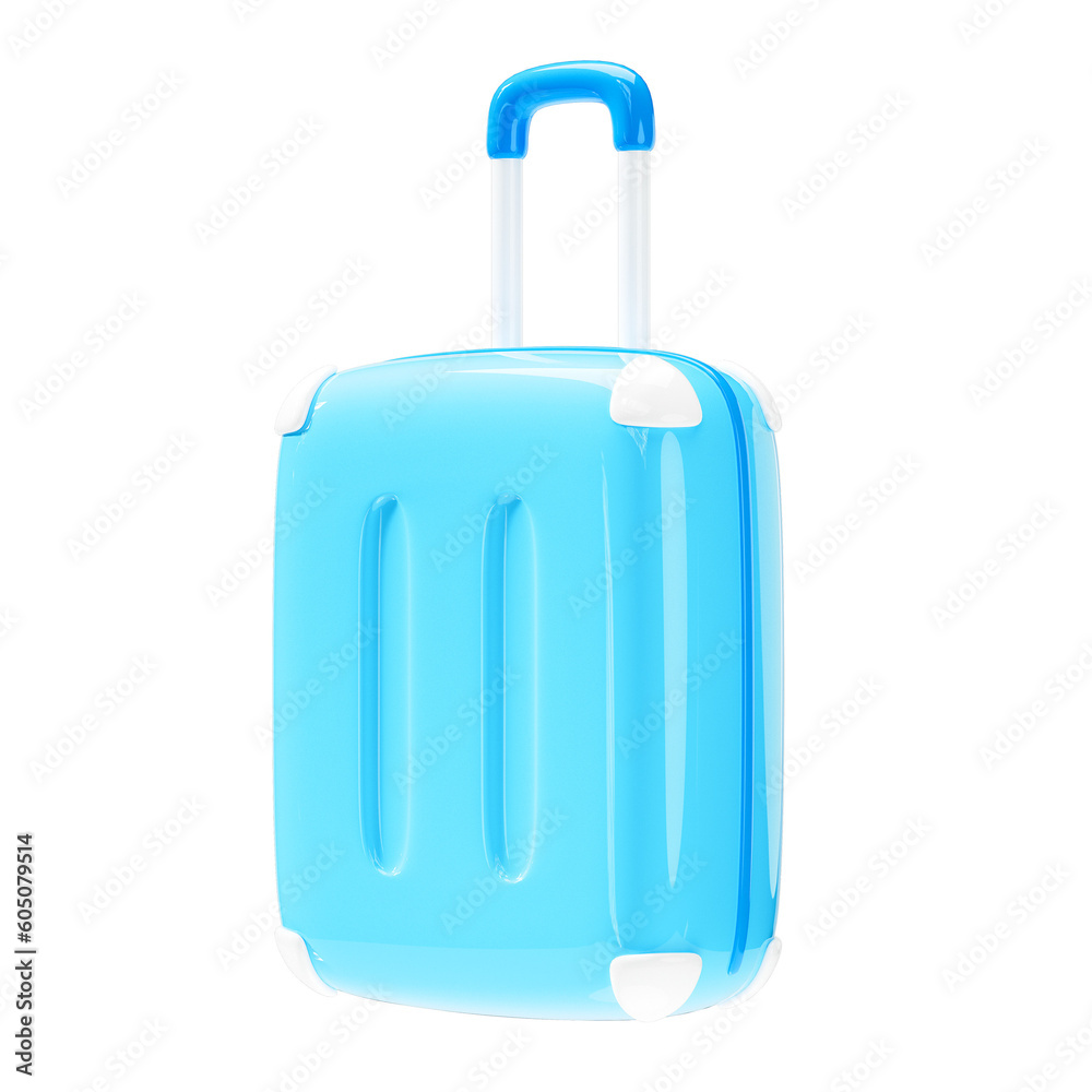 Obraz premium blue suitcase, 3d luggage icon