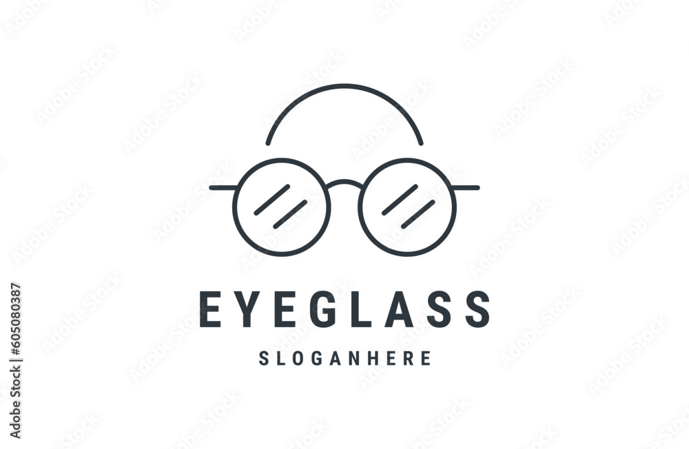 glasses logo icon vector line style .