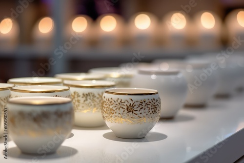 Porcelain products in a department store in a close-up shot, macro shot - made with generative AI tools