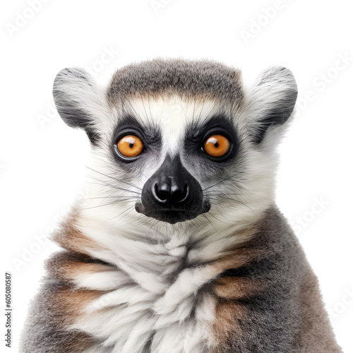 a Ring-tailed Lemur portrait  wildlife-themed  photorealistic illustrations on a transparent background cutout in PNG. generative ai