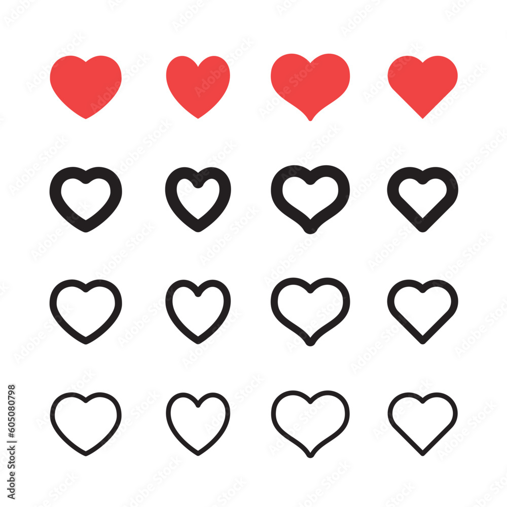 Heart shape linear icons. Love symbols. Heart shape linear icons. Love symbols.