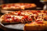 Deep Dish pizza in a close-up shot, macro shot - made with generative AI tools