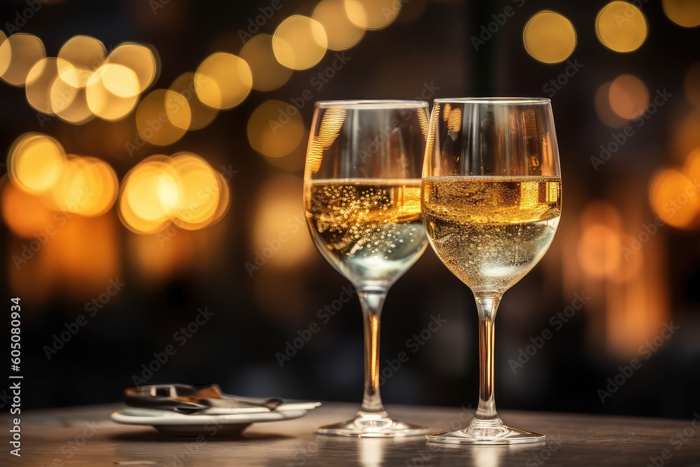 Glasses of Champagne in a close-up shot, macro shot - made with generative AI tools Glasses of Champagne in a close-up shot, macro shot - made with generative AI tools
