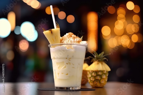 Pina Colada in a close-up shot, macro shot - made with generative AI tools