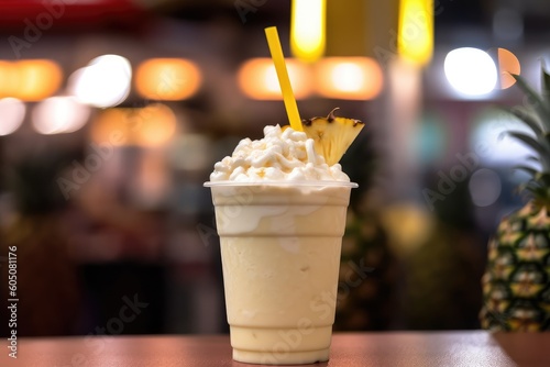 Pina Colada in a close-up shot, macro shot - made with generative AI tools