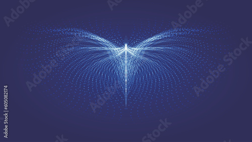 Luminous particle trajectory spread wings or abstract butterfly vector graphics