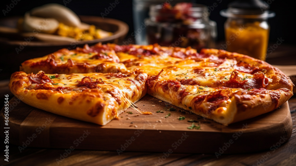 custom made wallpaper toronto digitalpicture of pizza on a wooden table