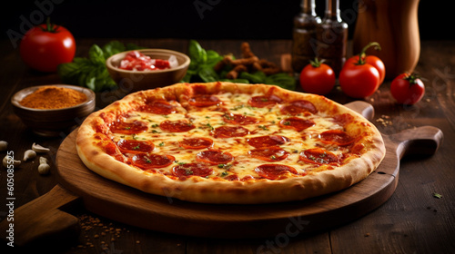 picture of pizza on a wooden table