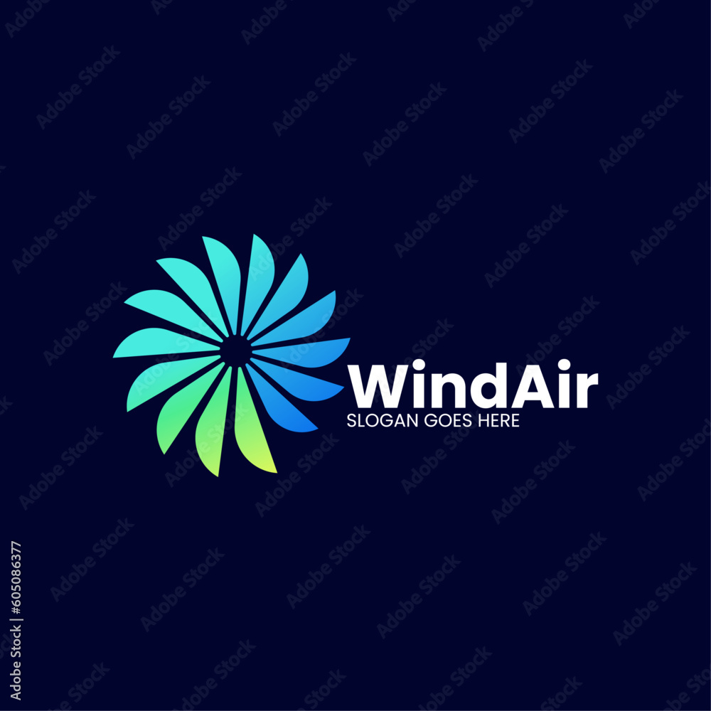 Vector Logo Illustration Windmill Gradient Colorful Style